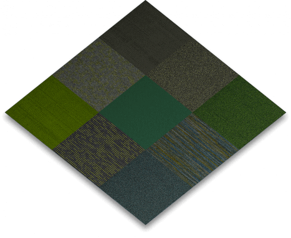 BoogieWoogie shades of green tapijttegel mix_tapijttegeldiscount breda