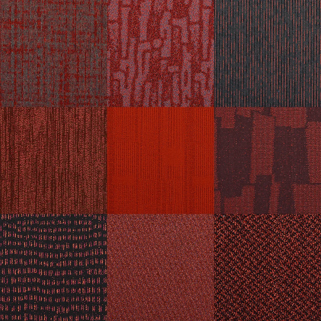 BoogieWoogie shades of red tapijttegel mix sq_tapijttegeldiscount breda