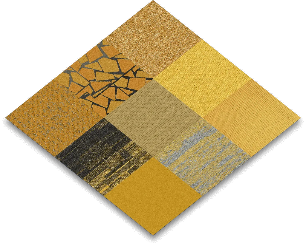 BoogieWoogie yellow tapijttegel mix_tapijttegeldiscount